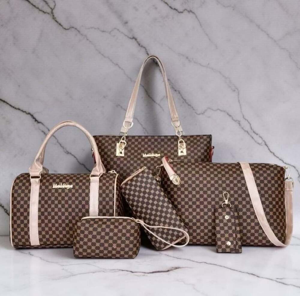 Plaid PU Leather 6 Piece Bag Set